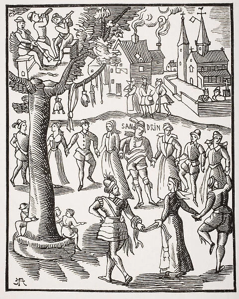 Village Feast, after a 16th century woodcut of the Sandrin ou Verd Galant