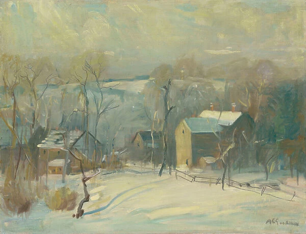Village in Snow (oil on canvas)