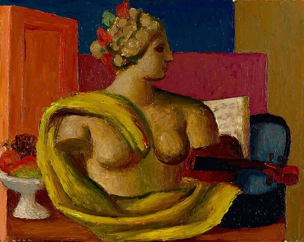 Violin and Bust, c. 1934 (oil on millboard)