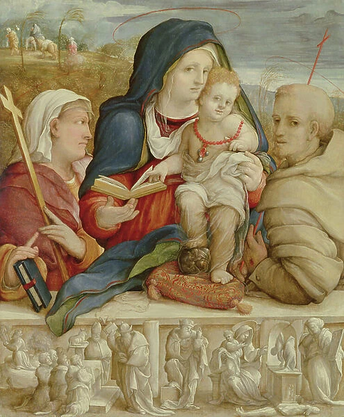 Virgin and Child with St. Helena and St. Francis (oil on panel)