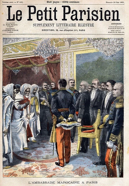 Visit of the Moroccan embassy received by the President of France Emile Loubet (1838-1929