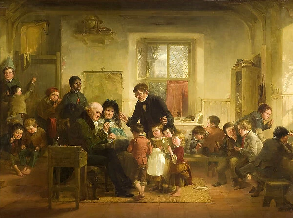 The Visit of the Patron and Patroness to the Village School, 1851 (oil on panel)