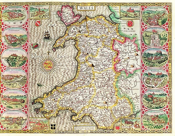 Wales, engraved by Jodocus Hondius (1563-1612) from John Speeds Theatre