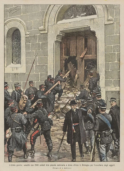 The Last War, an assault with 2000 soldiers of a small seminary and a church in Brittany for... (colour litho)
