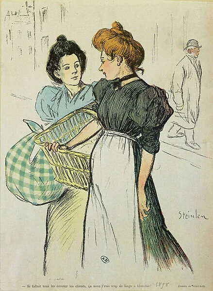 Two Washerwomen, 1898 (colour litho)