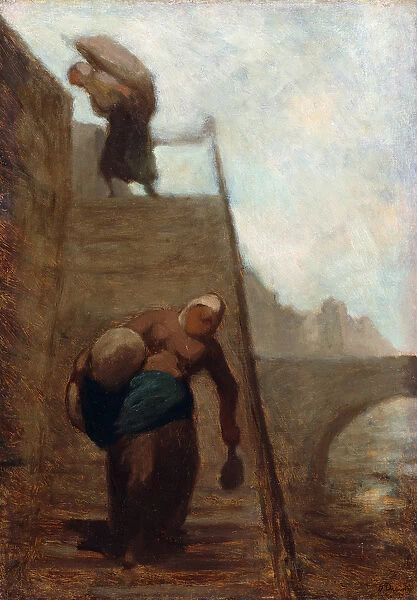 Washerwomen on the Steps of the Quay, 1850-52 (oil on canvas)