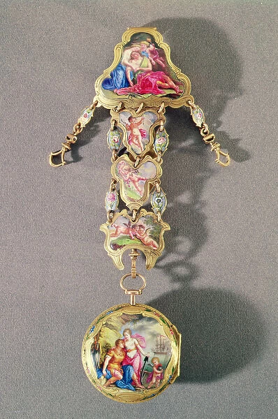 Watch and chatelaine depicting Dido and Aeneas, c. 1785 (gold & enamel)