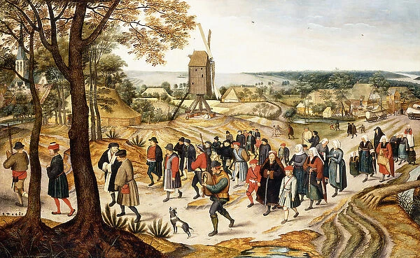 A Wedding Procession, (oil on canvas)