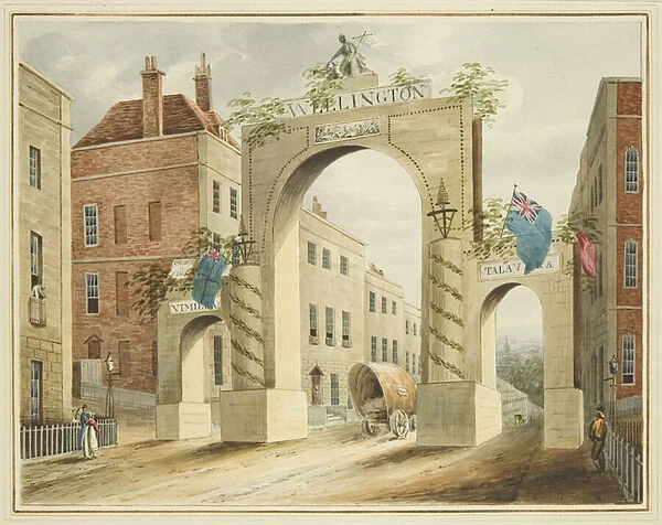 Wellington Triumphal Arch, top of Park Street, Bristol, 1816 (watercolour on paper)