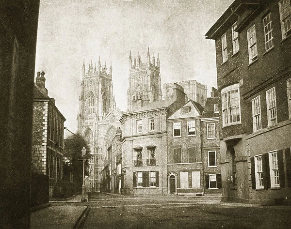 West Front, York Minster, from Lendall Street, 1845 (b  /  w photo)
