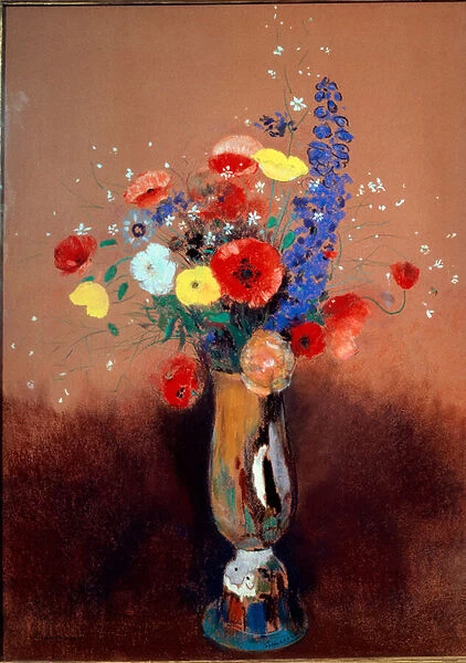 Wild flowers in a Long-necked Vase, ca 1912 (pastel on paper)