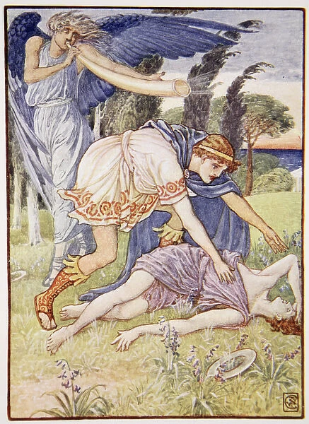 The wind god sent a gust from the south, illustration from The Story of Greece