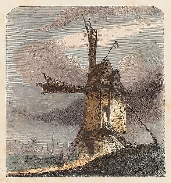 Windmill (coloured engraving)