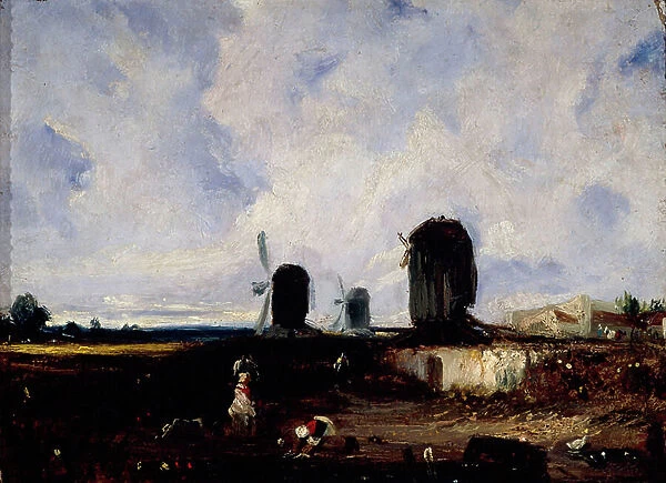 Windmills on the plains of Montrouge, c.1820 (oil on canvas)