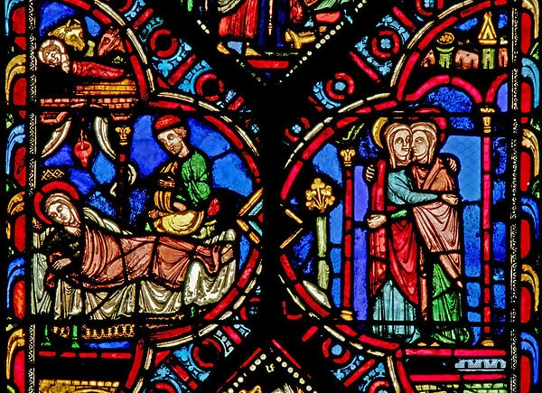 Window w0 depicting the Nativity and the Visitation (stained glass)