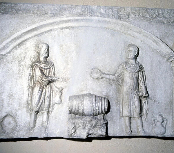 Wine merchant sign in Roman times. Museo di Ostia (Ostia)