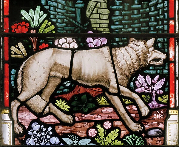 Wolf, detail from The Good Shepherd, 1865 (stained glass)