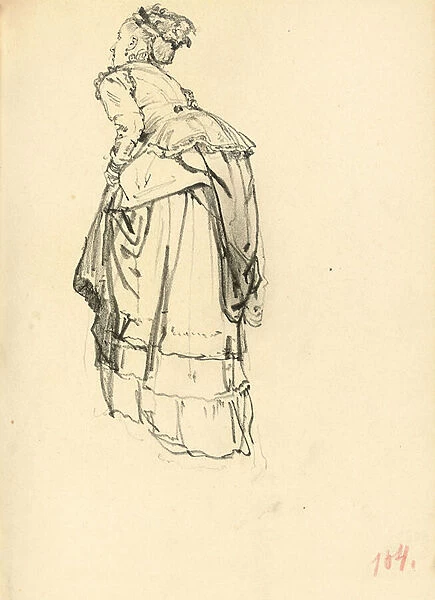 Woman in Dress from Behind, c. 1872-1875 (pencil on paper)