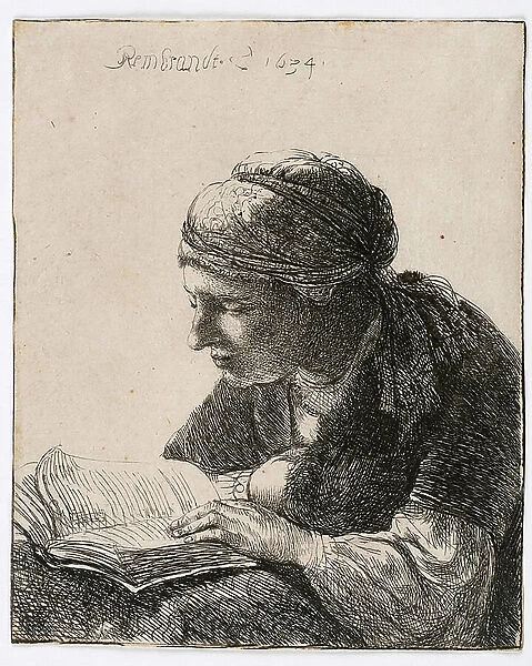Woman reading, 1634 (Etching)