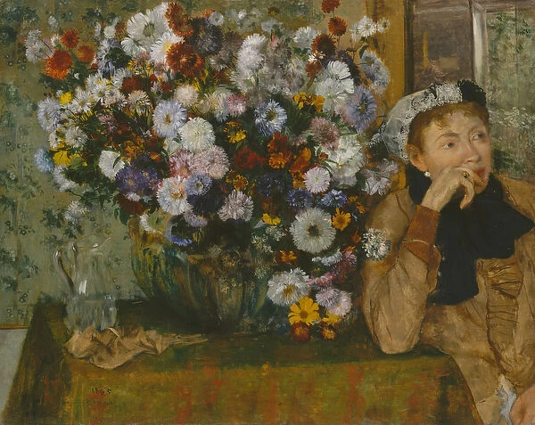 A Woman Seated beside a Vase of Flowers, 1865 (oil on canvas)