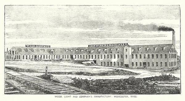 Wood, Light and Companys Manufactory, Worcester, Massachusetts (engraving)