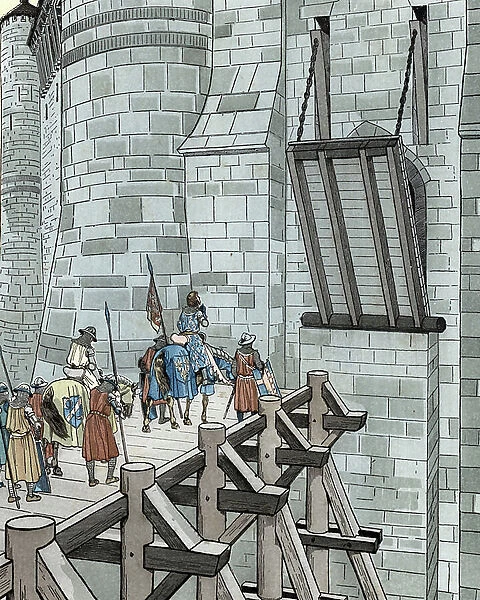Hundred Years War: Philippe VI of Valois asks for asylum at the Chateau de Broye (1346), 1896 (illustration)