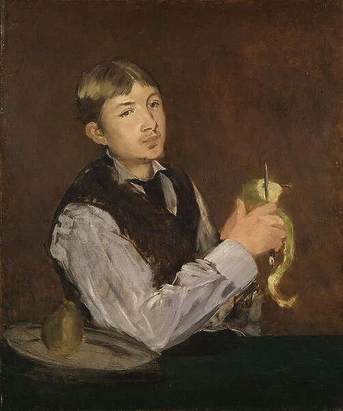 Young Boy Peeling a Pear, c.1867 (oil on canvas)