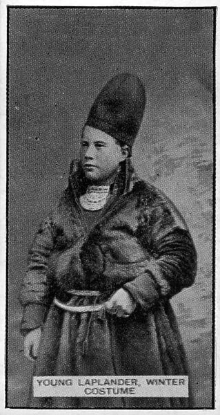 Young Laplander in winter costume, after a late 19th century photograph (litho)