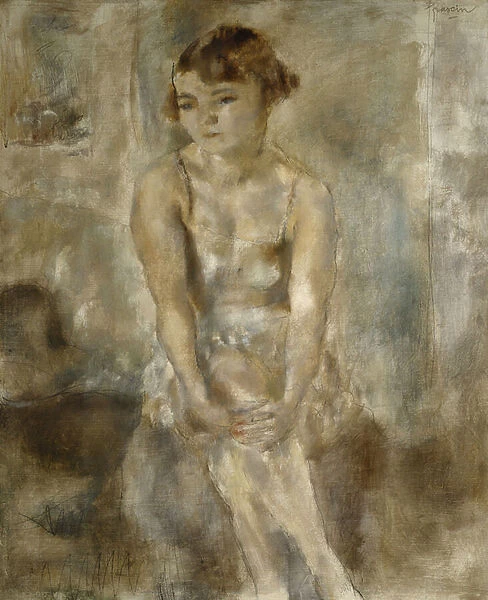 Young Woman Sitting in Chemise; Jeune Femme Assise en Chemise