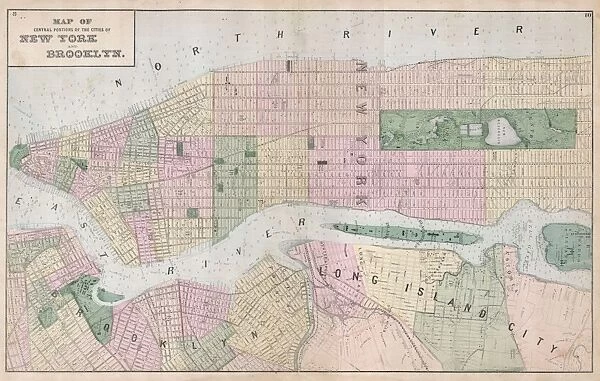 1873, Beers Map of New York City, topography, cartography, geography, land, illustration