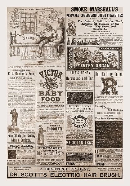 Advertising 1880, USA, US, America, 19th century engraving