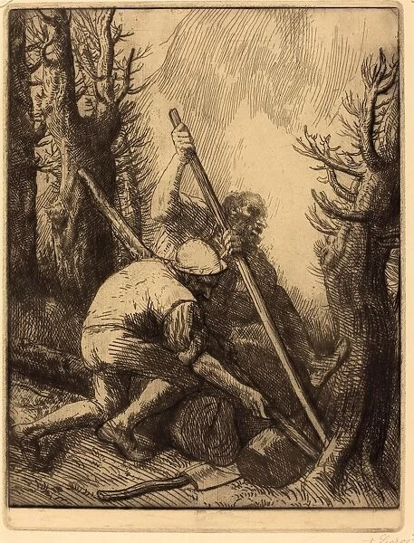 Alphonse Legros, Woodcutters, 3rd plate (Les bucherons), French, 1837 - 1911, etching
