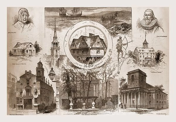 ANTIQUE BOSTON, DRAWN BY CHARLES GRAHAM. 1880, 19th century engraving, USA, America