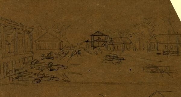 Army camp, drawing, 1862-1865, by Alfred R Waud, 1828-1891, an american artist famous