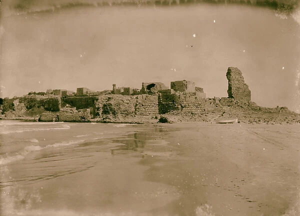Athlit Crusader castle towers sea 1920 Israel