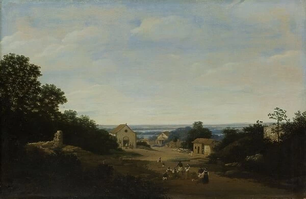 Brazilian landscape with the village of Igaracu. To the left the church of Sts Cosmas
