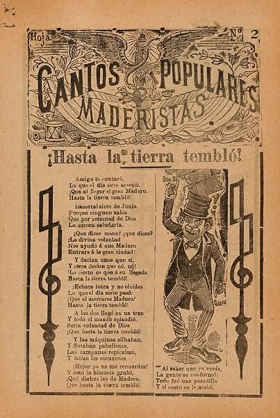 Broadsheet, celebrating, founders, Mexican Revolution, Francisco Madero, shown, suit