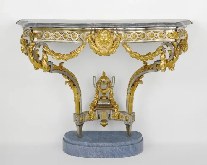 Framed Print : Console Table Print: Silvered and gilt bronze with bleu turquin marble top Framed Print : Console Table Print: Silvered and gilt bronze with bleu turquin marble top