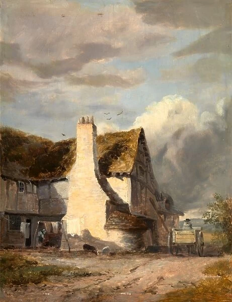 Cottage by a country lane, Sir Augustus Wall Callcott, 1779-1844, British