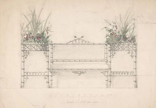 Design Chinois Bench Planters 19th century Graphite