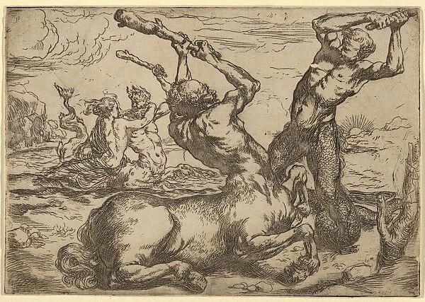 Drawings Prints, Print, Battle, Between, Centaur, Triton, Artist, Formerly attributed