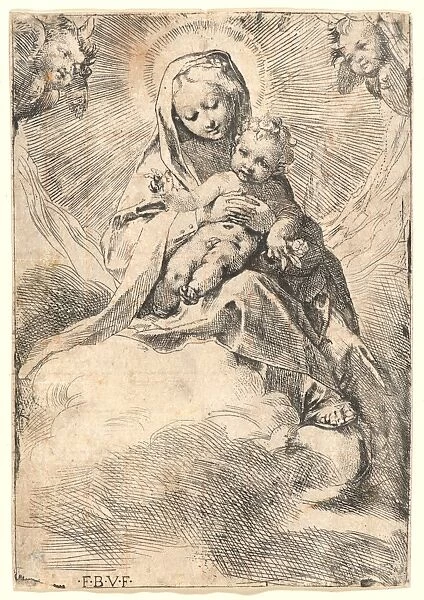 Federico Barocci (Italian, 1528 - 1612). Virgin and Child on a Cloud. Etching