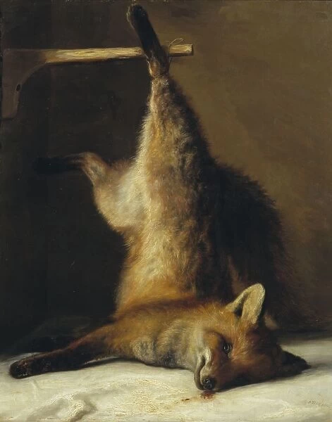 Frants Diderik BAže Dead fox painting 1848 oil