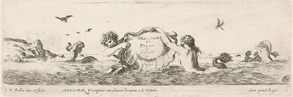 Frieze Triton Mermaid holding up Shell Title page
