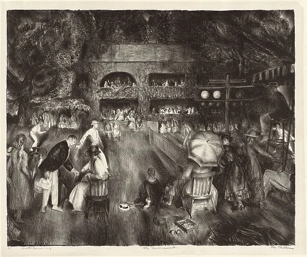 George Bellows, The Tournament, American, 1882 - 1925, 1920, lithograph on chine colla