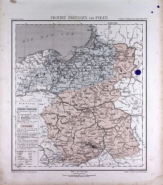 Germany, Prussia, Poland, atlas by Th. von Liechtenstern and Henry Lange, antique