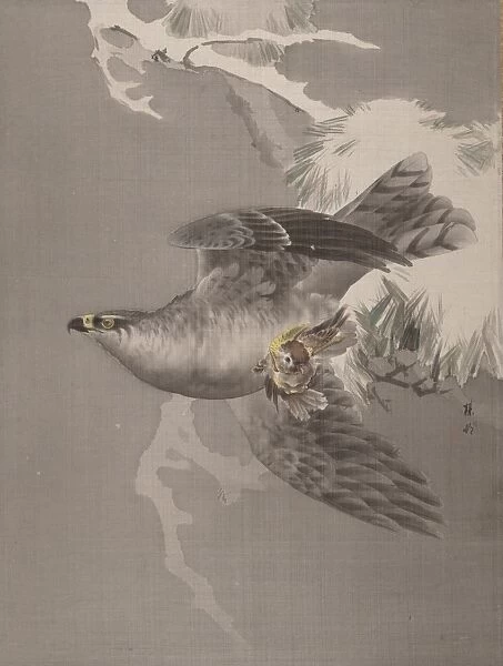 Hawk Holding Small Bird Meiji period 1868-1912
