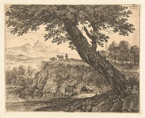 Landscape with two muleteers, Karel Dujardin, 1656