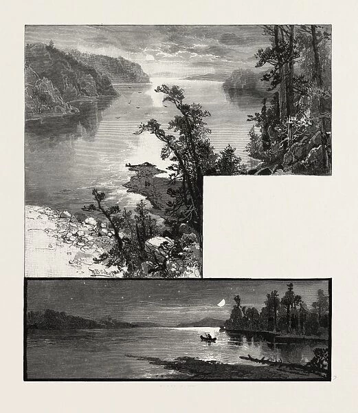 Manitoba, Cross Lake (Bottom), Lake Deception (Top), Canada, Nineteenth Century Engraving