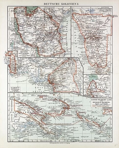 Map of German Colonies, German New Guinea, Cameroon, 1899